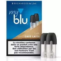 Recharge capsule CAFÉ LATTE - Myblu UK - sans fuite - Traçabilité garantie