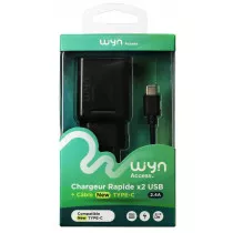 Chargeur avec câble USB Type-C 1,20m 2.4A - charge / synchro