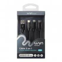 Câble 3 en 1 Micro usb / USB Type-C / Lightning iphone / ipad / ipod 1,20m 2.4A - charge / synchro