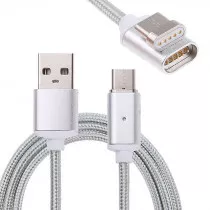 Câble magnétique USB Type-C - USB A - Nylon Tressé Charge Rapide pour Samsung, Huawei, Honor, One Plus - 1M - Gris
